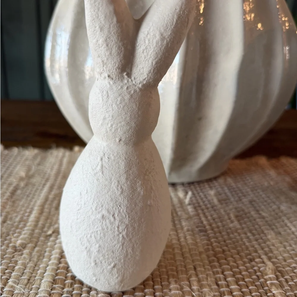 SET Neutral Textured Easter Bunny Decor Set 6” & 7” Minimalist Spring Decor